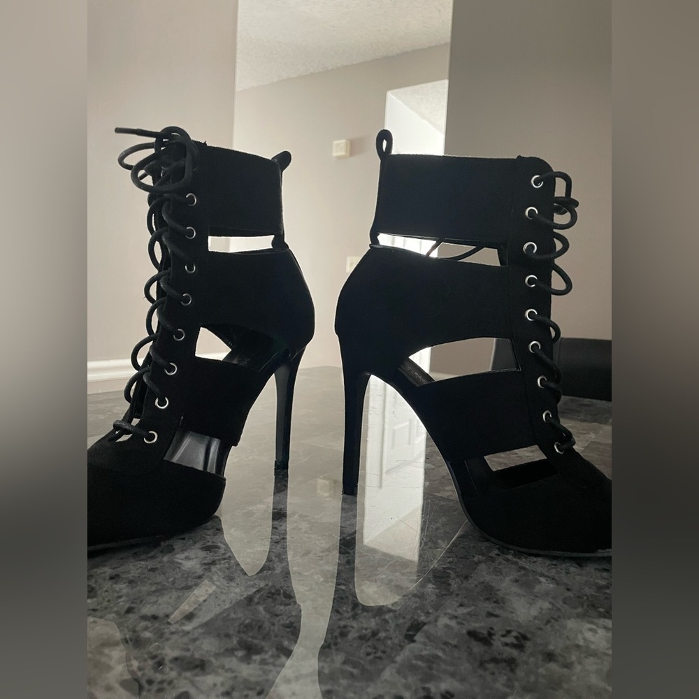 Fashion Nova Black Lace up booties